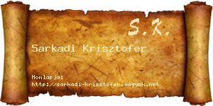 Sarkadi Krisztofer névjegykártya